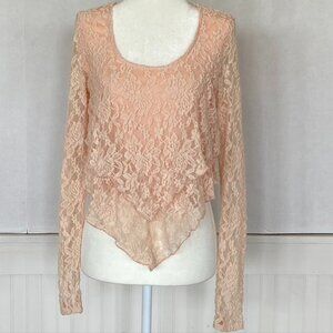 Vintage, 90's Pastel Pink Lace Top Sz L